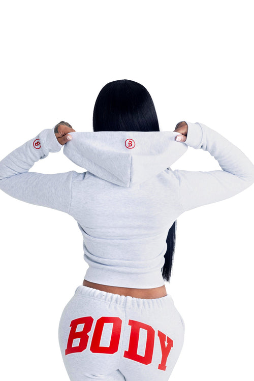 BODY BACKSHOT HOODIE 2.0 (HEATHER GREY/RED)