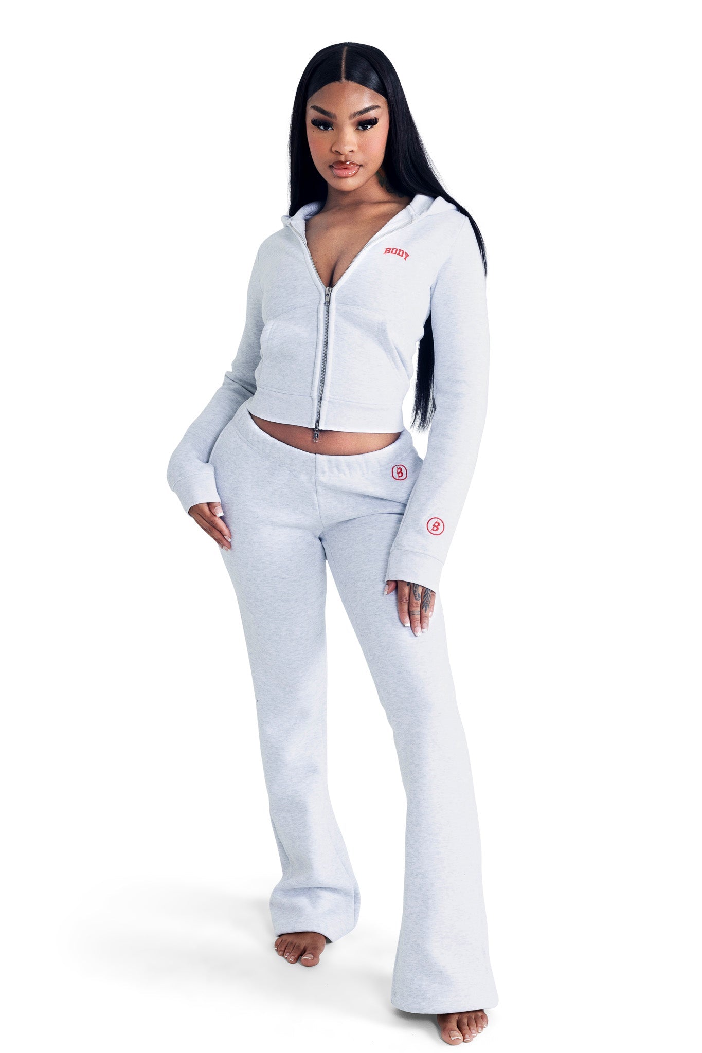 BODY BACKSHOT HOODIE 2.0 (HEATHER GREY/RED)